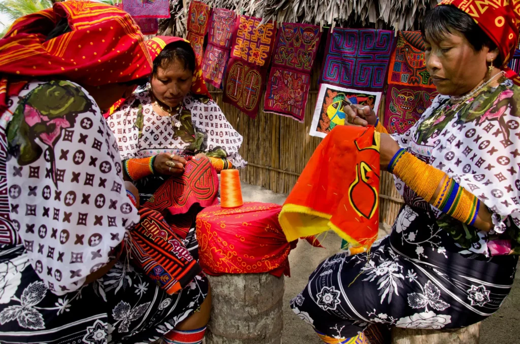 Guna Women, sewing Molas